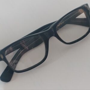 Vintage black Rockabilly Eyeglasses w Mineral Glass Lenses Buddy Holly  NOS